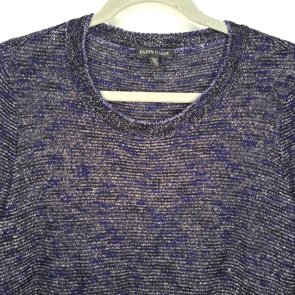 Eileen Fisher Blue Linen Blend Pullover Size Medium - Picture 3 of 6